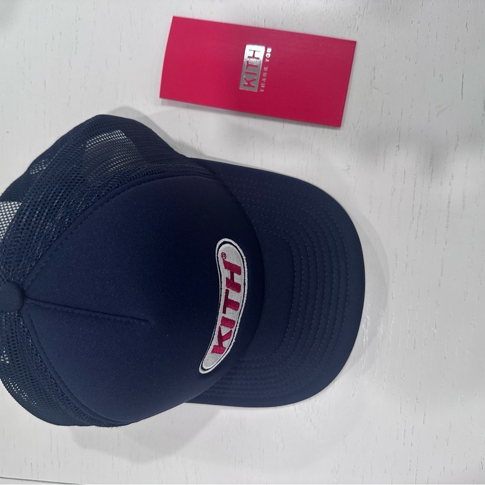 Kith Dark Blue Poly Foam Nolan Trucker Cap with Logo - Picture 3 of 8